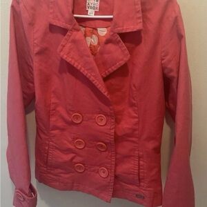 Roxy Vibrant Pink Double-Breasted Pea Coat